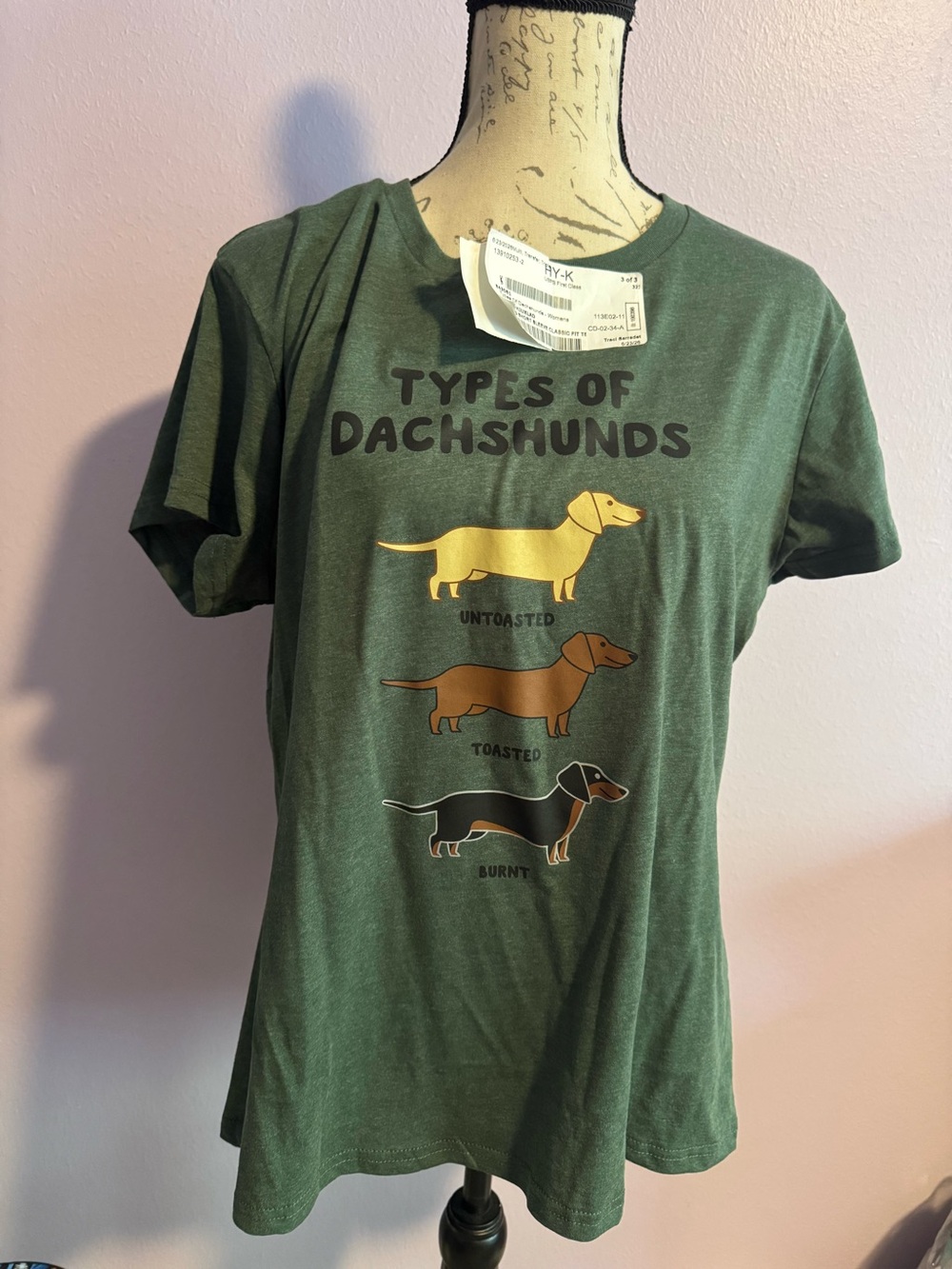 Types of Dachshunds Graphic Dog T-Shirt - Green